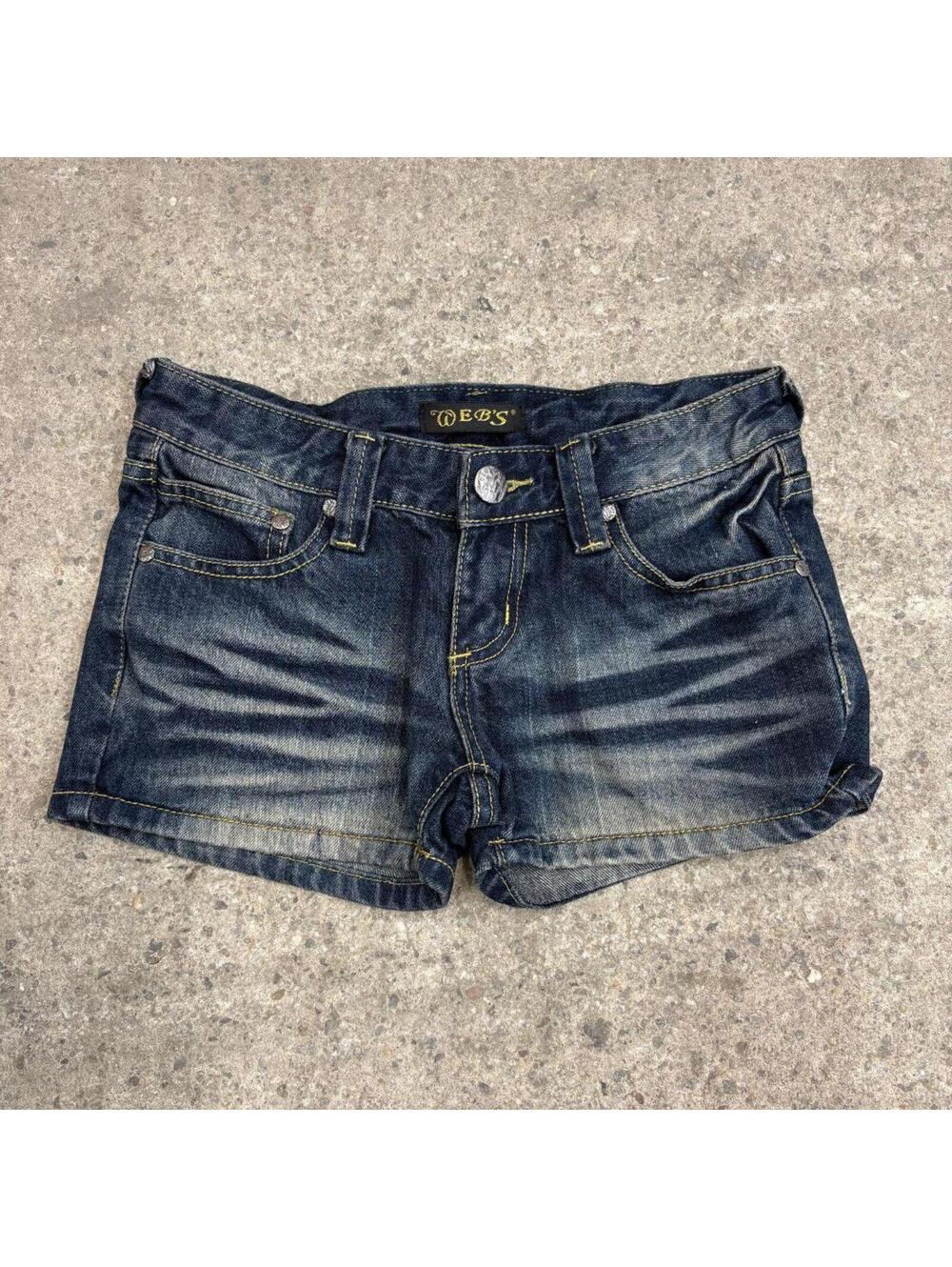 Vintage Y2K Low Rise Denim Micro Shorts WEB Sandblasted